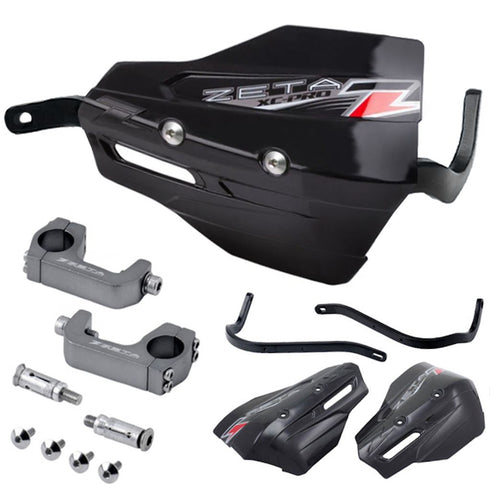 Zeta Armor Hand Guard XC PRO Kit (U-Clamp 28.6mm Bar) - Black/Black