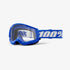 100% Strata 2 Moto/MTB Goggles - Blue Strap (Clear Lens)