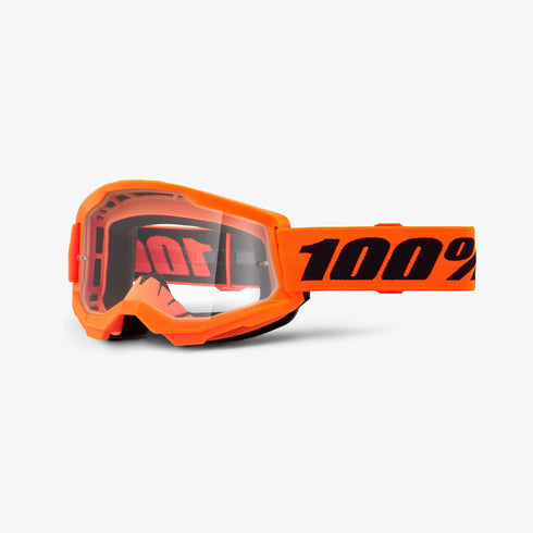 100% Strata 2 Goggles - Neon Orange (Clear Lens)