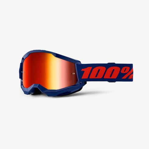 100% Strata 2 Goggles - Navy (Red Mirror Lens)