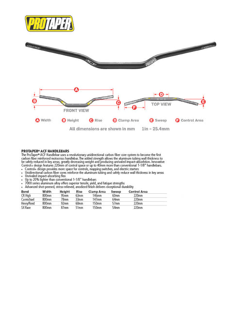 Pro Taper ACF CR High Carbon Fiber 800mm Handlebar - Black
