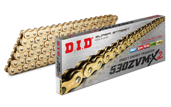 DID Chain 530-120 ZVM-X2 X-ring Rivet Chain - Gold/STL