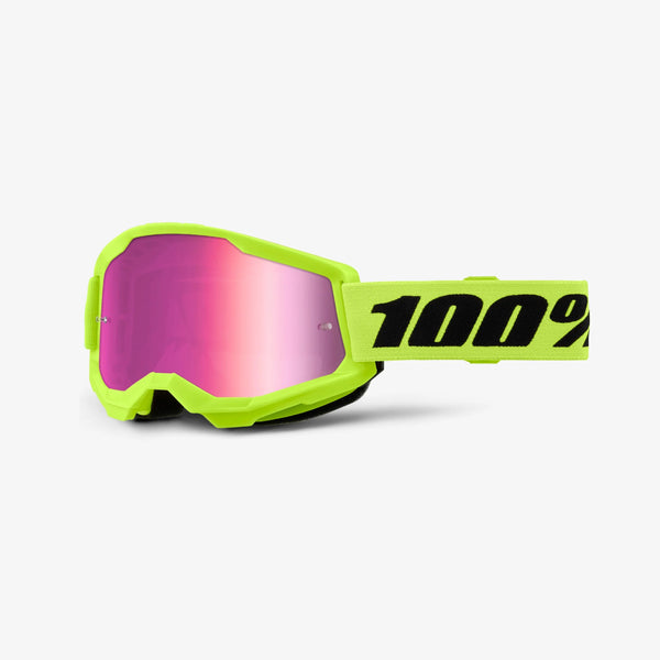 100% Strata 2 Neon Yellow - Pink Mirror Lens