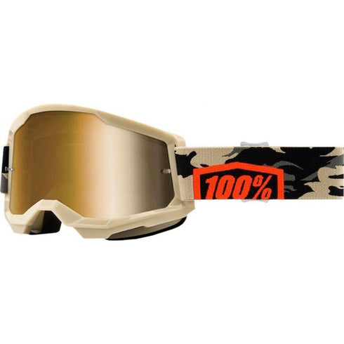 100% Strata 2 Kombat Goggles - Gold Mirror Lens