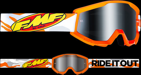 FMF Racing PowerCore Goggles - Assault Grey W/ Mirror Silver Lens