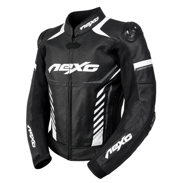 Nexo STR Leather Jacket - Black/White