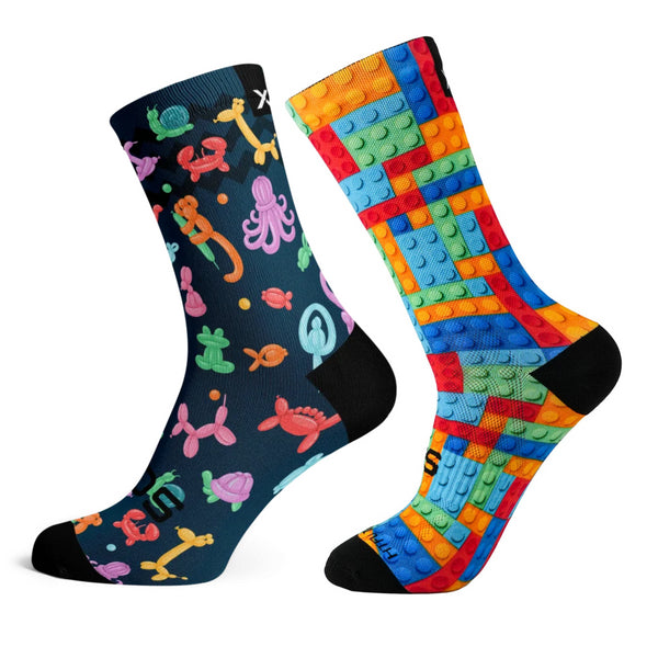 Sox Footwear Kids Crew Socks - Balloon Animal & Blocks Pack