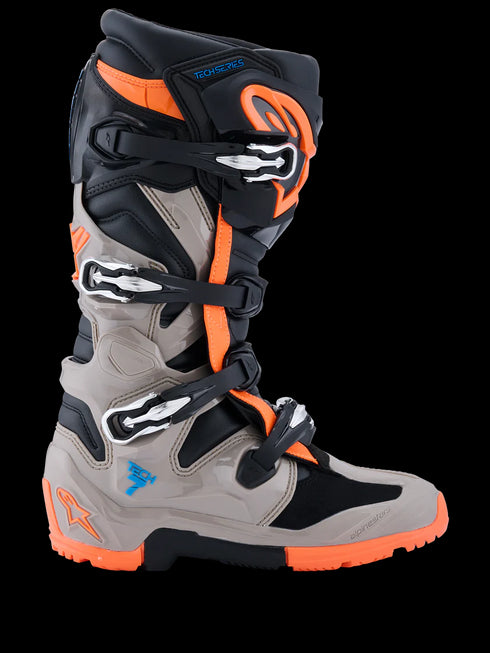 Alpinestars 2026 Tech 7 Enduro Boots - Black/Warm Gray/Orange Fluo