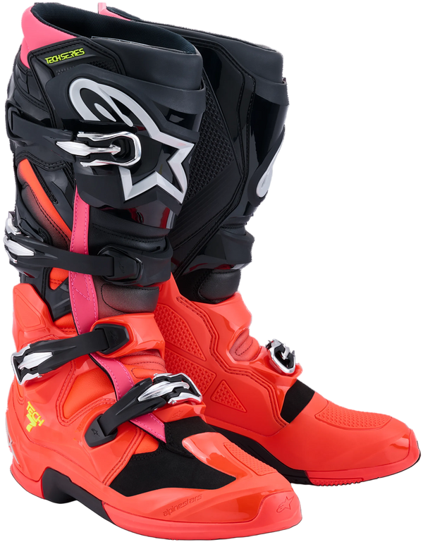 Alpinestars Tech 7 Boots - Black/Red Fluo/Pink Fluo