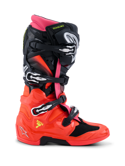Alpinestars Tech 7 Boots - Black/Red Fluo/Pink Fluo — Motorcycle Gear (image 2 of 7)