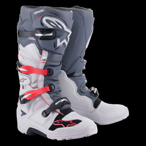 Alpinestars Tech 7 Enduro Boots - Light Grey/Dark Grey/Bright Red