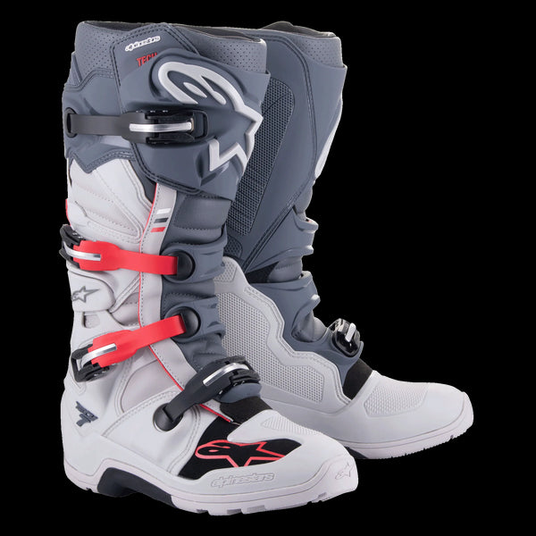 Alpinestars Tech 7 Enduro Boots - Light Grey/Dark Grey/Bright Red