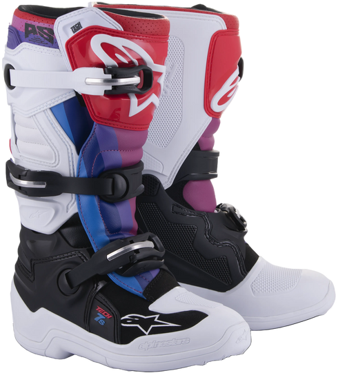 Alpinestars Youth Tech 7S Boots - Black/White/Rainbow