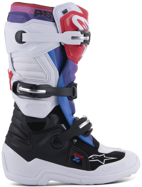 Alpinestars Youth Tech 7S Boots - Black/White/Rainbow