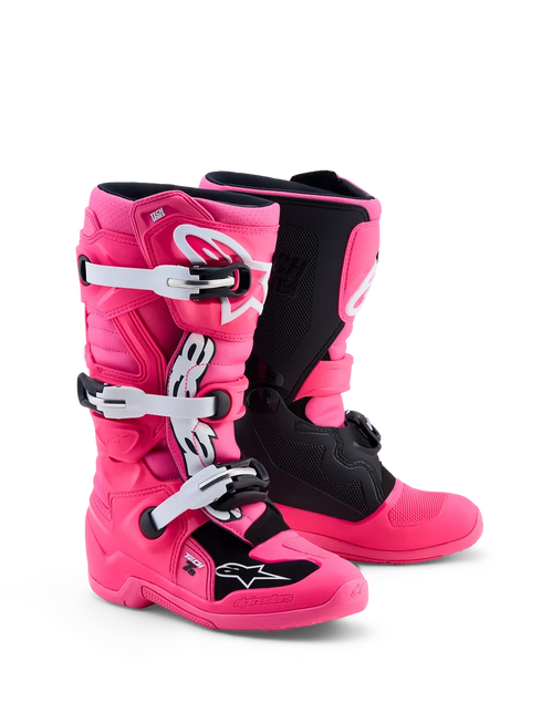 Alpinestars Youth Tech 7S Boots - Pink Fluo/Black/White — Motorcycle Gear (image 1 of 7)
