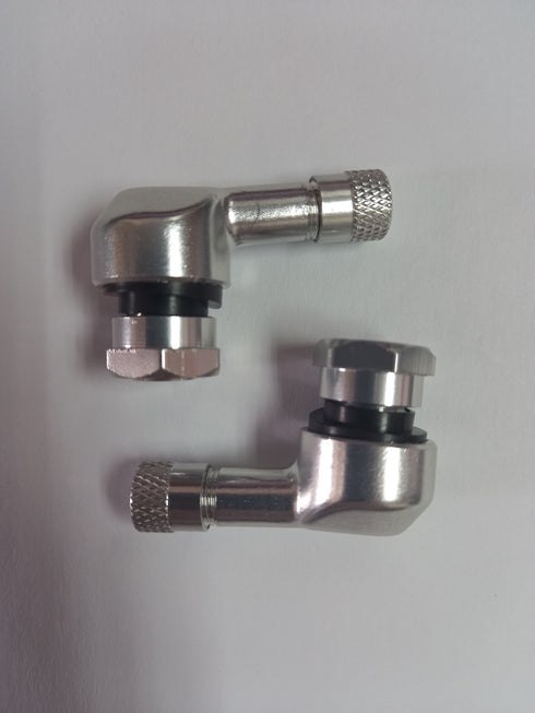 Trickbitz 90° Aluminium Anodized Wheel Valves - Silver (2pc)