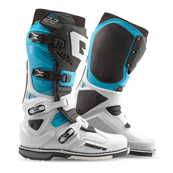 Gaerne SG22 MX Boots - White/Black/Light Blue (Limited Edition)