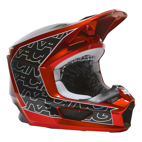 Fox Racing Youth V1 Core Peril ECE Helmet - Flo Red 110