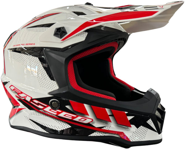 Faseed Youth FS-608 Helmet - White/Black/Red