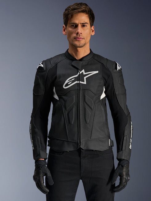 Alpinestars Dusk Airflow Leather Jacket - Black/White