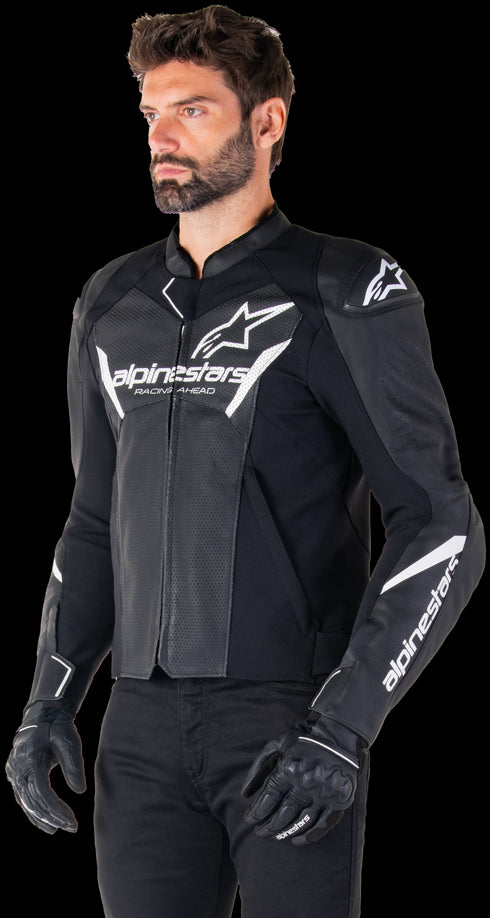 Alpinestars Faster V3 Airflow Leather Jacket - Black/White