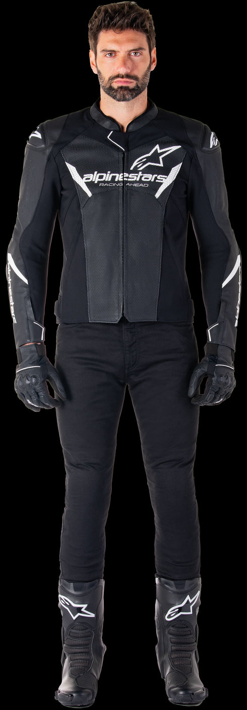 Alpinestars Faster V3 Airflow Leather Jacket - Black/White
