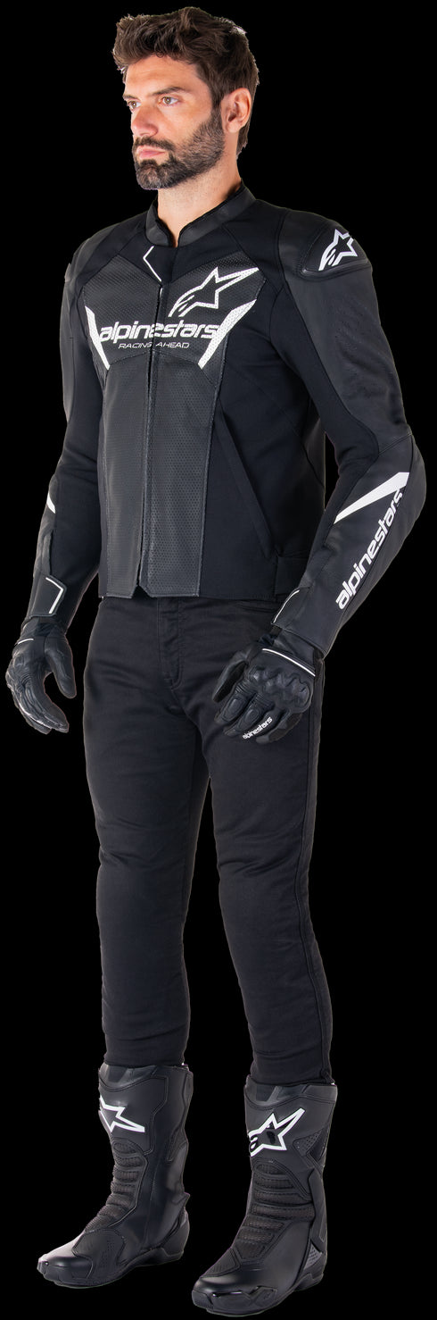 Alpinestars Faster V3 Airflow Leather Jacket - Black/White