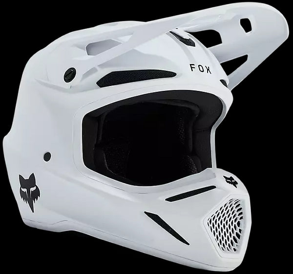 Fox Racing V3 Solid Helmet - White Matt