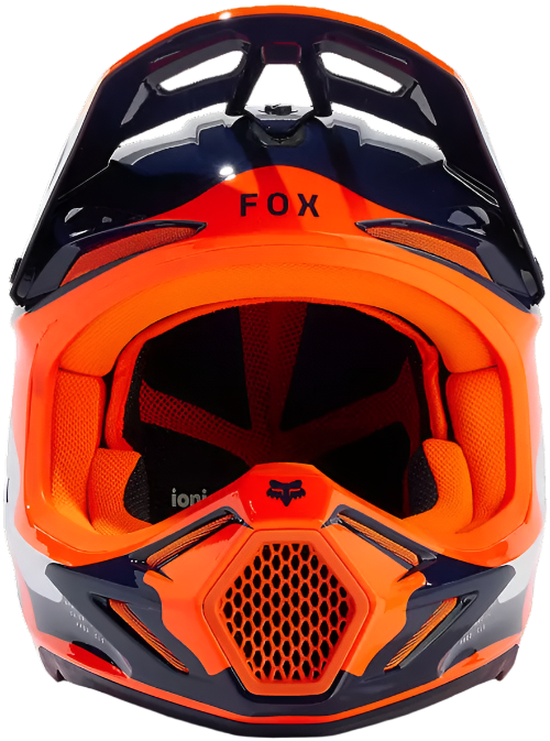 Fox V3 Revise Fahrradhelm – Farbe Navy/Orange, Größe L