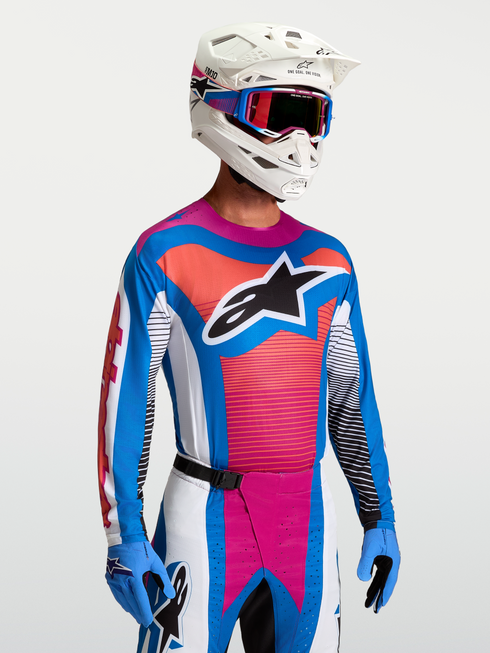 Alpinestars 2027 Techstar Maven Jersey - White/Hot Coral/Blithe Blue
