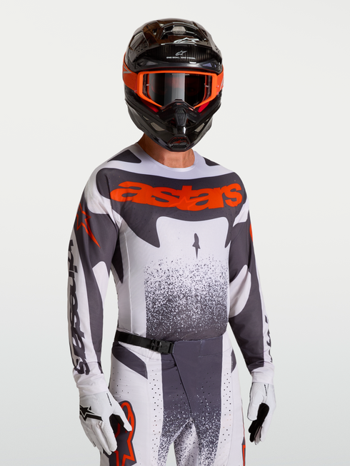 Alpinestars 2027 Techstar Swan Jersey - Light Lilac/Dark Grey/Red Fluo