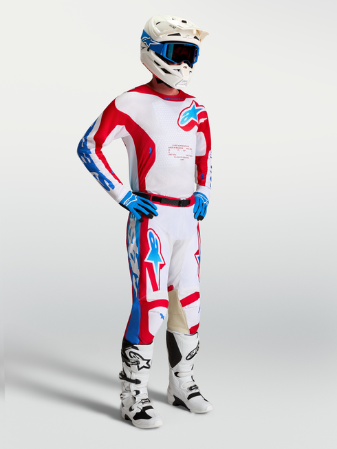 Alpinestars 2027 Racer Hunt Jersey - White/Fire Red/Ucla Blue