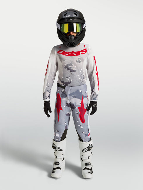 Alpinestars 2027 Youth Fluid Lone Jersey - Grey Camo/White/Fire Red — Motorcycle Gear (image 7 of 10)
