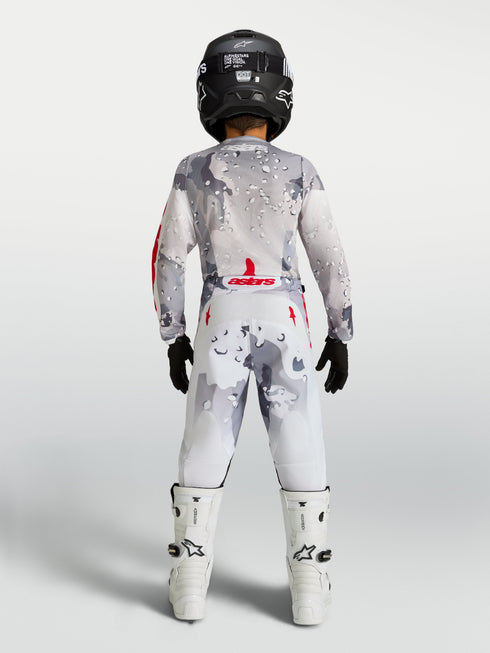 Alpinestars 2027 Youth Fluid Lone Jersey - Grey Camo/White/Fire Red — Motorcycle Gear (image 9 of 10)
