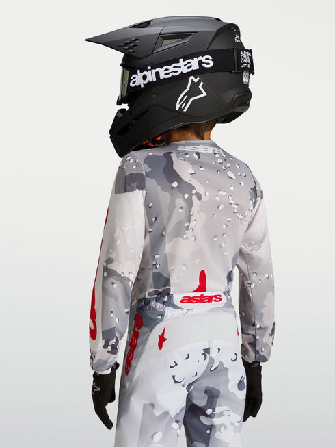Alpinestars 2027 Youth Fluid Lone Jersey - Grey Camo/White/Fire Red — Motorcycle Gear (image 6 of 10)