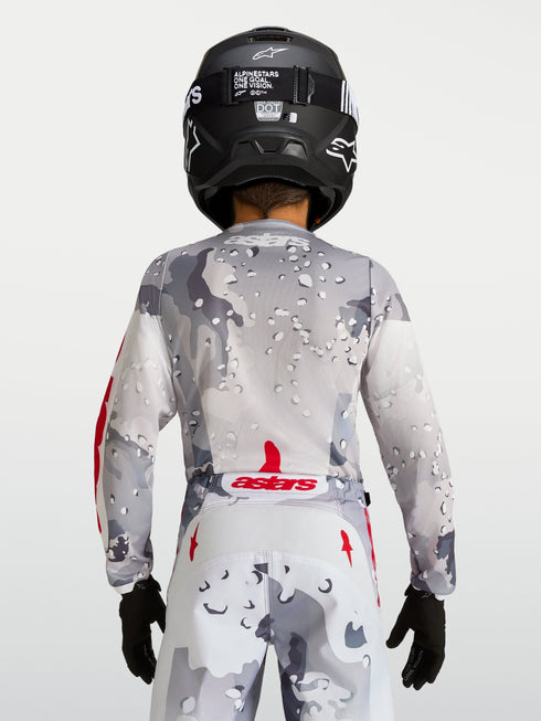 Alpinestars 2027 Youth Fluid Lone Jersey - Grey Camo/White/Fire Red — Motorcycle Gear (image 5 of 10)