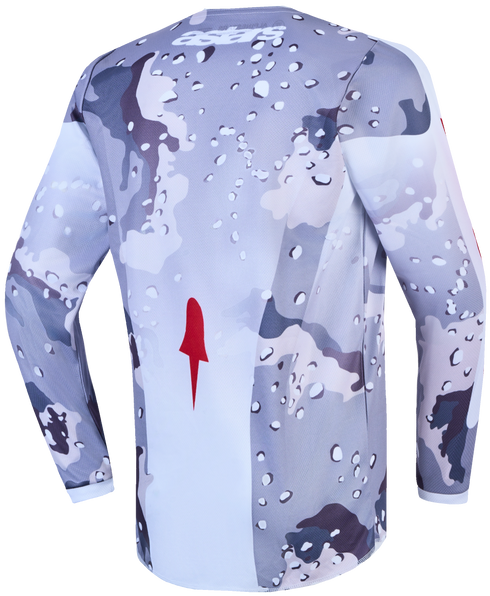 Alpinestars 2027 Youth Fluid Lone Jersey - Grey Camo/White/Fire Red — Motorcycle Gear (image 2 of 10)