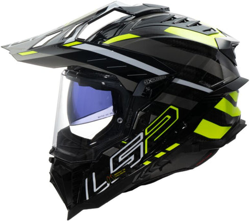 LS2 2024 MX701 Explorer Carbon Edge Helmet - Black/Hi-Viz Yellow Gloss