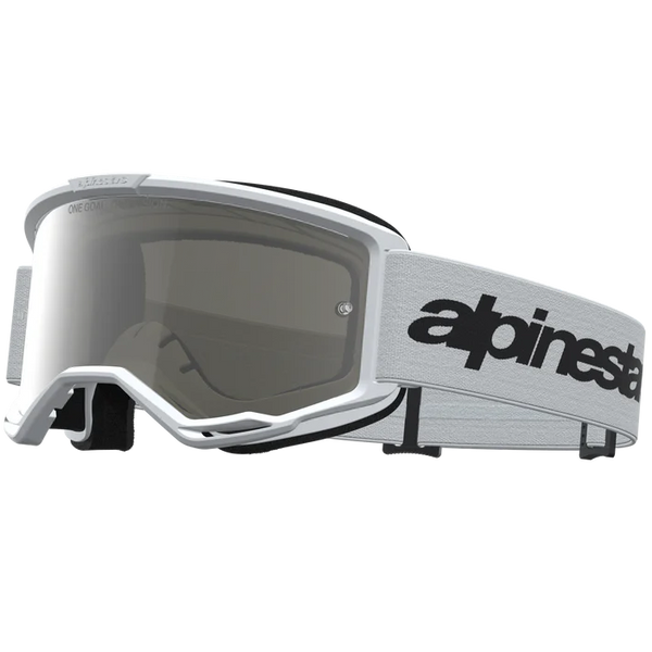 Alpinestars Vision 3 Wordmark Goggles - White/Black (Mirror Silver Lens)