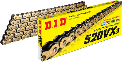 DID Chain 520-120 VX3 X-Ring Clip Chain - Gold/STL