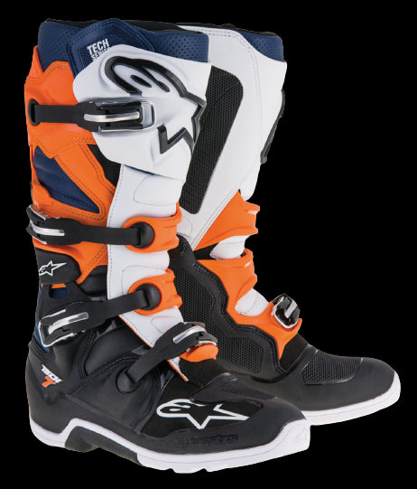 Alpinestars Tech 7 Boots - Black/Orange/White/Blue
