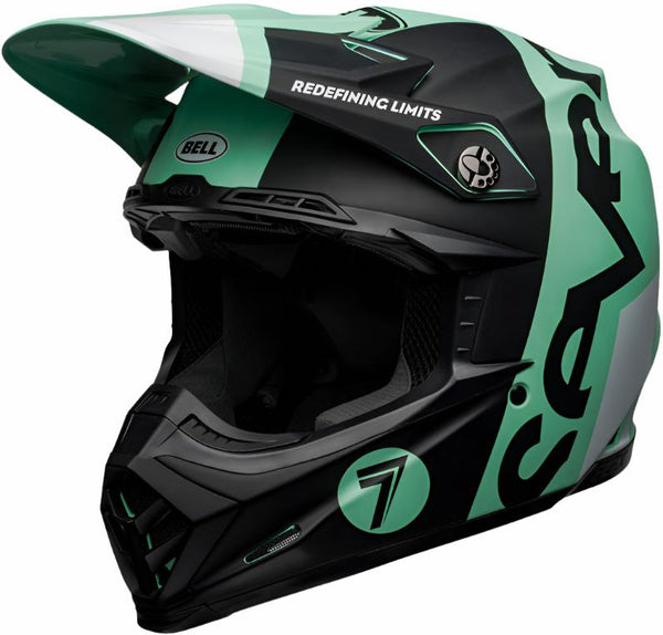 Bell Moto-9 Flex Seven Galaxy Helmet - Black/Mint Green/White Matt