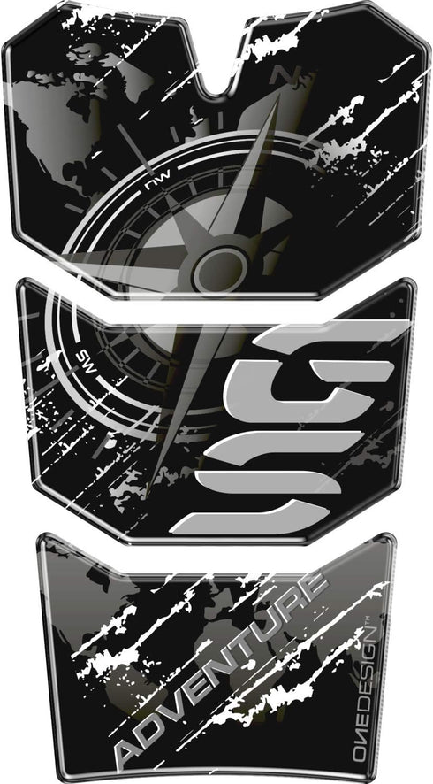 OneDesign BMW R1200GSA/1250GSA Adventure Tank Pad - White Scratches Black/Grey
