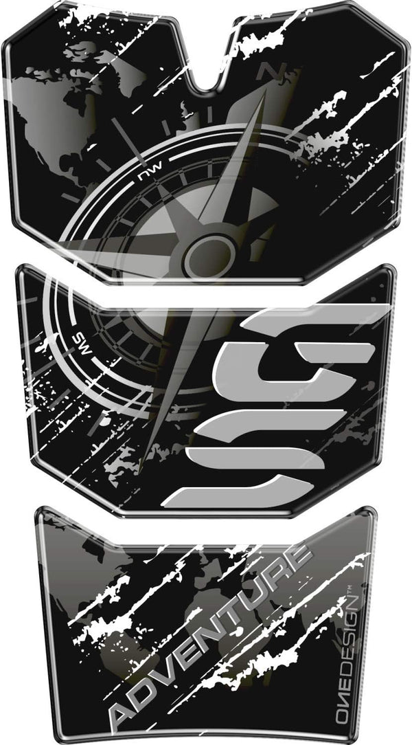 OneDesign BMW R1200GSA/1250GSA Adventure Tank Pad - White Scratches Black/Grey