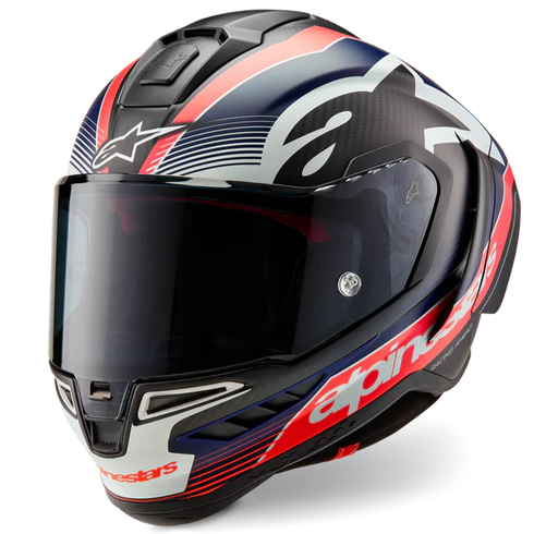 Alpinestars Supertech R10 Team Helmet Black Carbon/Red Fluo/Blue Matte