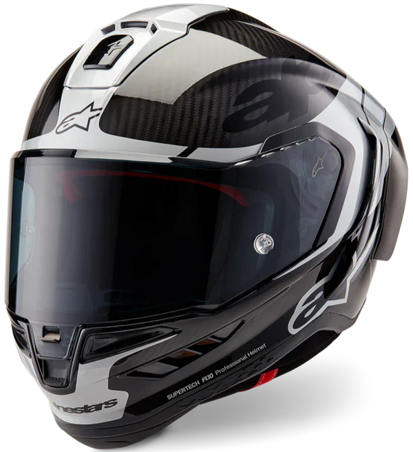 Alpinestars Supertech R10 Element Helmet - Black Carbon/Silver/Black Gloss