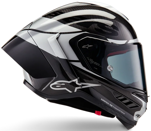 Alpinestars Supertech R10 Element Helmet - Black Carbon/Silver/Black Gloss