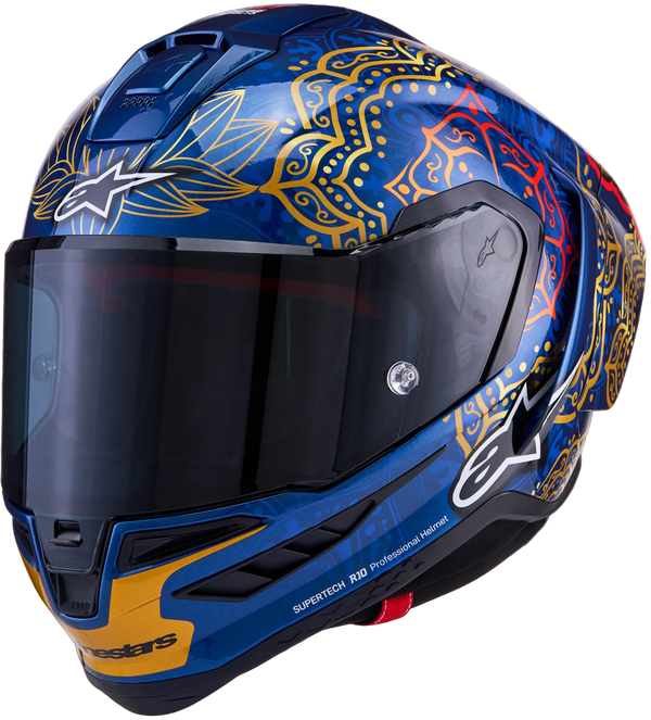 Alpinestars Limited Edition Supertech R10 Martinator Thai Helmet - Blue/Black/Red/Gold Gloss — Motorcycle Helmets (image 1…