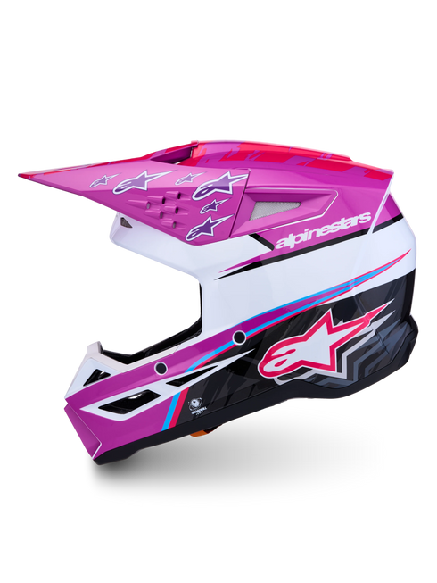 Alpinestars Supertech M3 Falcon Helmet - Purple/White/Black/Pink — Motorcycle Helmets (image 2 of 7)