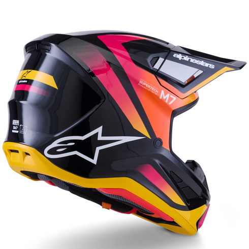 Alpinestars Supertech M7 Rise Helmet - Black/Yellow/Pink Gloss (ECE22.06)